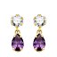  Pendientes colgantes oro 18k con piedras en tono amatista y blanco